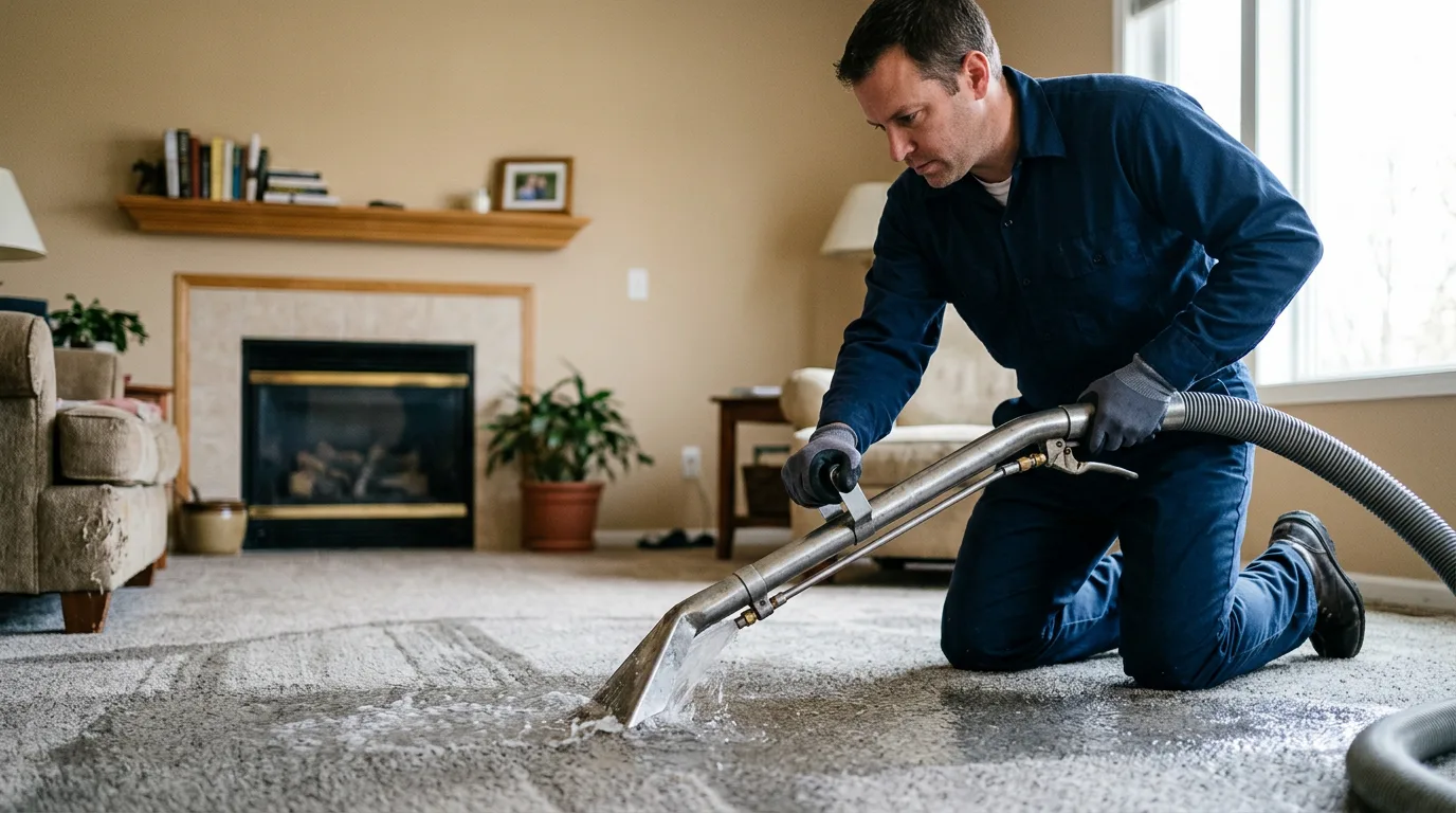Water damage restoration technician working near Vida, MT